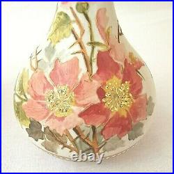 Doulton Lambeth Carrara Pair of Onion Vases Antique Floral Rosa Keen