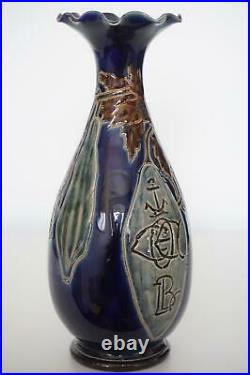 Doulton Lambeth Cocoa Pod Vase Harry Barnard Interesting Marks c. 1888