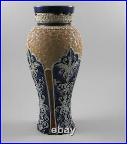 Doulton Lambeth England Vase 0245 Blue Beige Art Nouveau