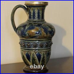 Doulton Lambeth FLORENCE BARLOW applied & incised decorated Jug 1877