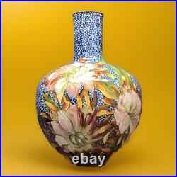 Doulton Lambeth Faience 1879 Glazed Stoneware Floral Vase READ