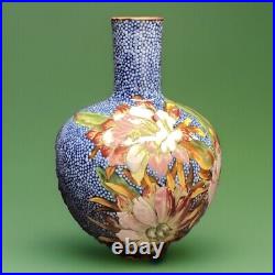 Doulton Lambeth Faience 1879 Glazed Stoneware Floral Vase READ