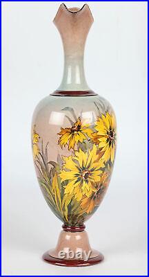 Doulton Lambeth Faience Floral Painted Jug Signed