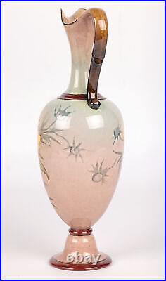 Doulton Lambeth Faience Floral Painted Jug Signed