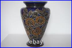 Doulton Lambeth Large Vase Incised Foliate Design George Hugo Tabor c. 1881