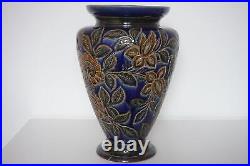 Doulton Lambeth Large Vase Incised Foliate Design George Hugo Tabor c. 1881