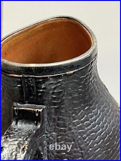 Doulton Lambeth Leather type jug London silver hallmarked top 1890 A rare piece