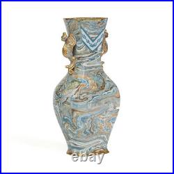 Doulton Lambeth Maqueterie Dragon Handled Vase 19 C