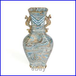 Doulton Lambeth Maqueterie Dragon Handled Vase 19 C
