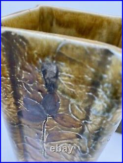 Doulton Lambeth Pair Of Leaf Vases Beige Matching