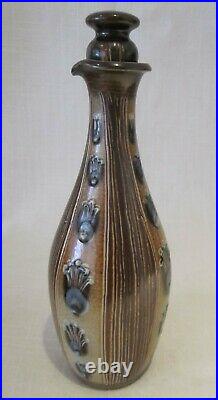 Doulton Lambeth Sake Bottle & Six Cups Attributed To Agnete Hoy