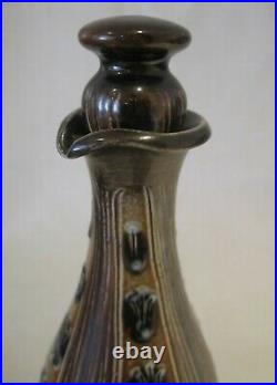 Doulton Lambeth Sake Bottle & Six Cups Attributed To Agnete Hoy