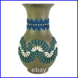 Doulton Lambeth Silicon Bud Vase 1884 Stoneware 5 Tall Brown Green Blue