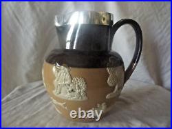 Doulton Lambeth Silver Mounted Hunting Jug 1897