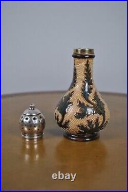 Doulton Lambeth Silver Mounted Sugar Sifter Dated 1878