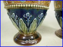 Doulton Lambeth Slaters Decorative Vases Matching Pair of Stoneware Vases