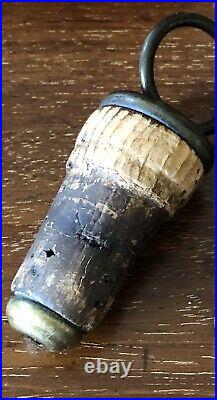 Doulton Lambeth Stoneware Majolica Wine Bottle C. 1880 With Brass & Cork Stopper