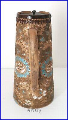 Doulton Lambeth Stoneware Tapestry Jug Jessie Bowditch Rare Benjamin Grayson Lid
