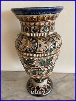 Doulton Lambeth Stoneware Vase Signed Elizabeth Sayers & Elizabeth Atkins 1882