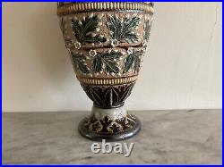 Doulton Lambeth Stoneware Vase Signed Elizabeth Sayers & Elizabeth Atkins 1882