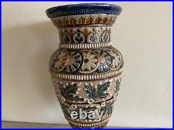 Doulton Lambeth Stoneware Vase Signed Elizabeth Sayers & Elizabeth Atkins 1882