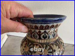 Doulton Lambeth Stoneware Vase Signed Elizabeth Sayers & Elizabeth Atkins 1882