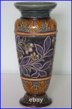 Doulton Lambeth Vase Pate-Sur-Pate Flowers Elizabeth M. Small c. 1883