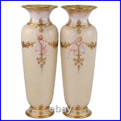 Doulton Lambeth Vases by Ada Dennis Carrara Ware Cupids h31cm Circa 1888