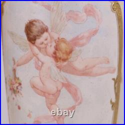 Doulton Lambeth Vases by Ada Dennis Carrara Ware Cupids h31cm Circa 1888