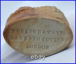 Doulton & Watts Lambeth London Pottery Salt Glazed Flask Mr & Mrs Caudle Punch