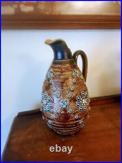 EARLY HAND CRAFTED DOULTON LAMBETH PITCHER Harriet E Hibbut 1876 RARE