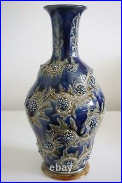 Early Doulton Lambeth Vase By George Tinworth Superb Shape c. 1876