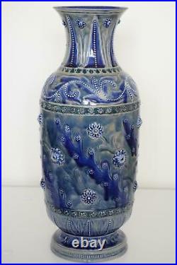 Early Doulton Lambeth Vase Foliate Design Arthur Barlow c. 1874