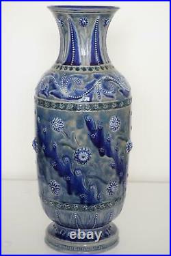 Early Doulton Lambeth Vase Foliate Design Arthur Barlow c. 1874