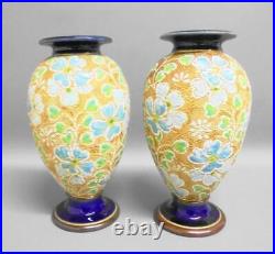 Edwardian Pair of Royal Doulton SLATERS Patent Vases by ROSINA BROWN c1905