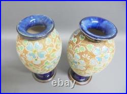 Edwardian Pair of Royal Doulton SLATERS Patent Vases by ROSINA BROWN c1905