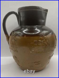 Edwardian Royal Doulton Lambeth Farming Scene Jug/ Pitcher Stoneware ORIG