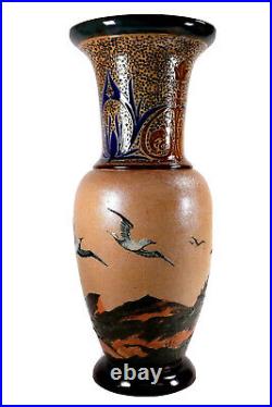 Exhibition Doulton Lambeth Pate Sur Pate Seagulls Vase By Florence Lucy Barlow 5