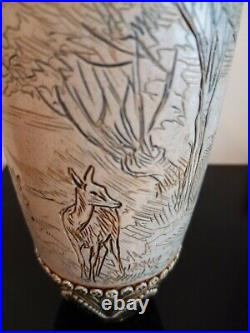 Exquisite Hannah Barlow / Emily E Stormer Royal Doulton Vase featuring deer