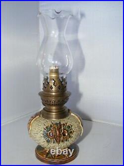 Extremely Rare Doulton Lambeth Novelty Owl Oil Lamp c1880 Excellent Condition