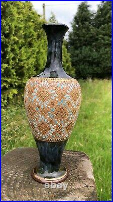 Fantastic Vintage Royal Doulton Lambeth Tall Slim Top Decorative Vase
