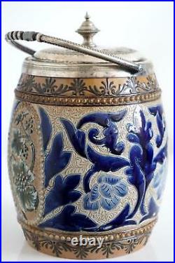Fine Doulton Lambeth Biscuit Barrel Or Cookie Jar By Eliza S. Banks c. 1881