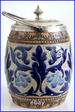 Fine Doulton Lambeth Biscuit Barrel Or Cookie Jar By Eliza S. Banks c. 1881