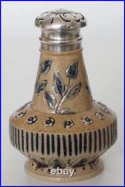 Fine Doulton Lambeth Silver Topped Pounce / Pepper Pot Frank Butler c. 1872