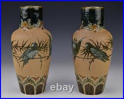 Florence Barlow Doulton Lambeth Pottery Vases with Birds