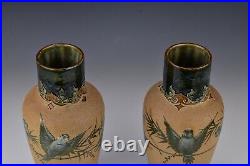 Florence Barlow Doulton Lambeth Pottery Vases with Birds