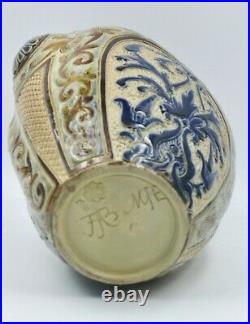Frank A. Butler for Doulton Lambeth Pierced Rim Lobed Flared Vase 1887