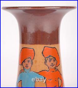 John Hassell Doulton Lambeth Twins Ware Painted Salt Glazed Vase