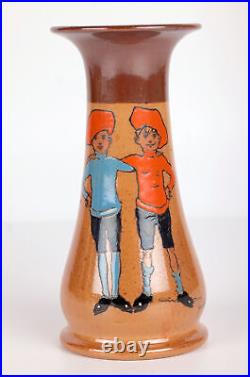 John Hassell Doulton Lambeth Twins Ware Painted Salt Glazed Vase