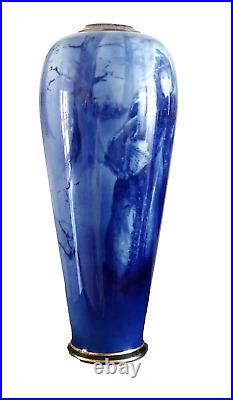 Lambeth Faience Vase Blue Children's Series Ware Grounded Neck Pre 1891